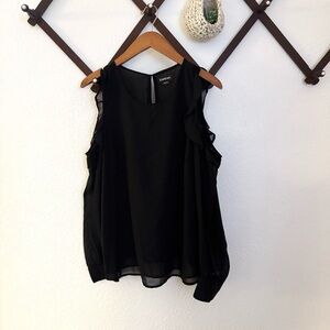 bebe Black Ruffle Cold-Shoulder Blouse